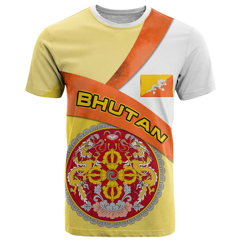 Bhutan Mandala Heritage T Shirt with National Flag Colors