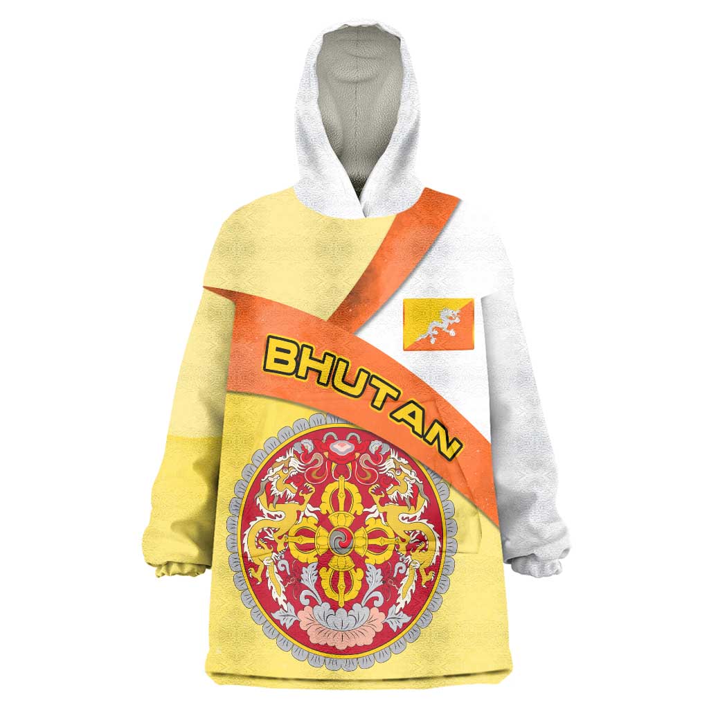 Bhutan Mandala Heritage Wearable Blanket Hoodie with National Flag Colors