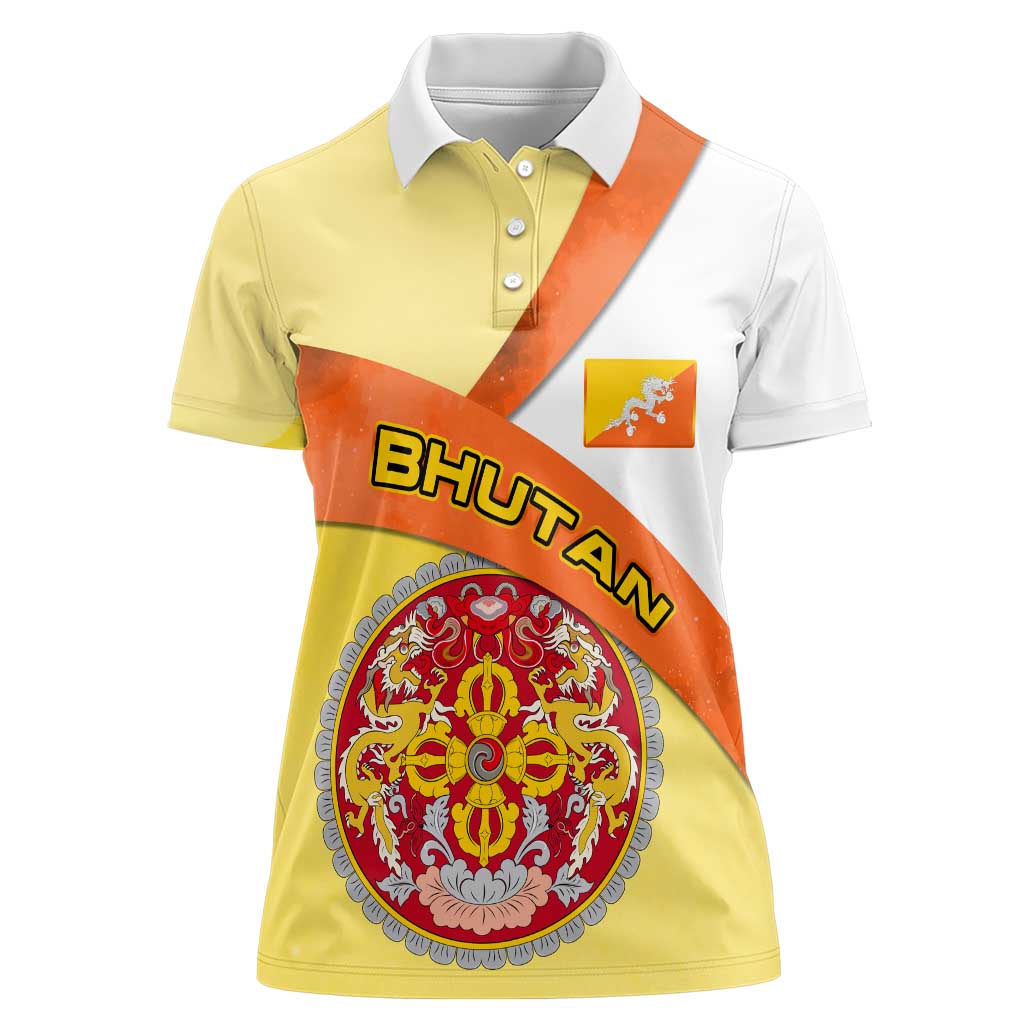Bhutan Mandala Heritage Women Polo Shirt with National Flag Colors