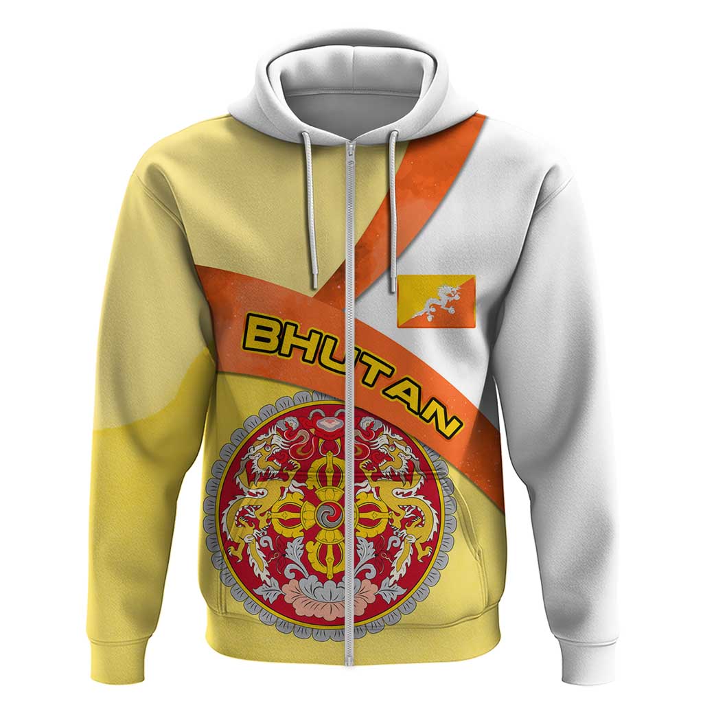 Bhutan Mandala Heritage Zip Hoodie with National Flag Colors