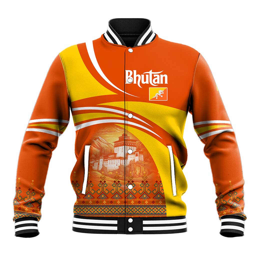 Bhutan Heritage Baseball Jacket with Paro Monastery and Druk Dragon