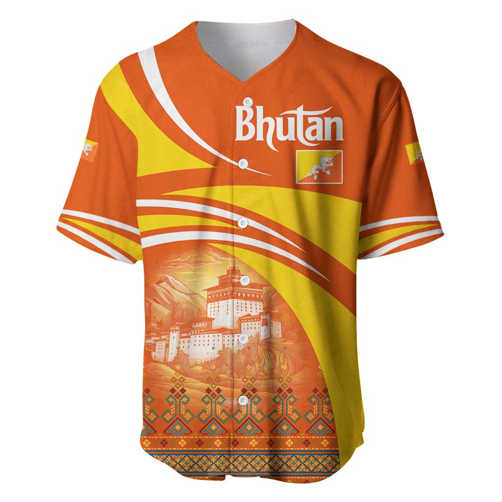 Bhutan Heritage Baseball Jersey with Paro Monastery and Druk Dragon