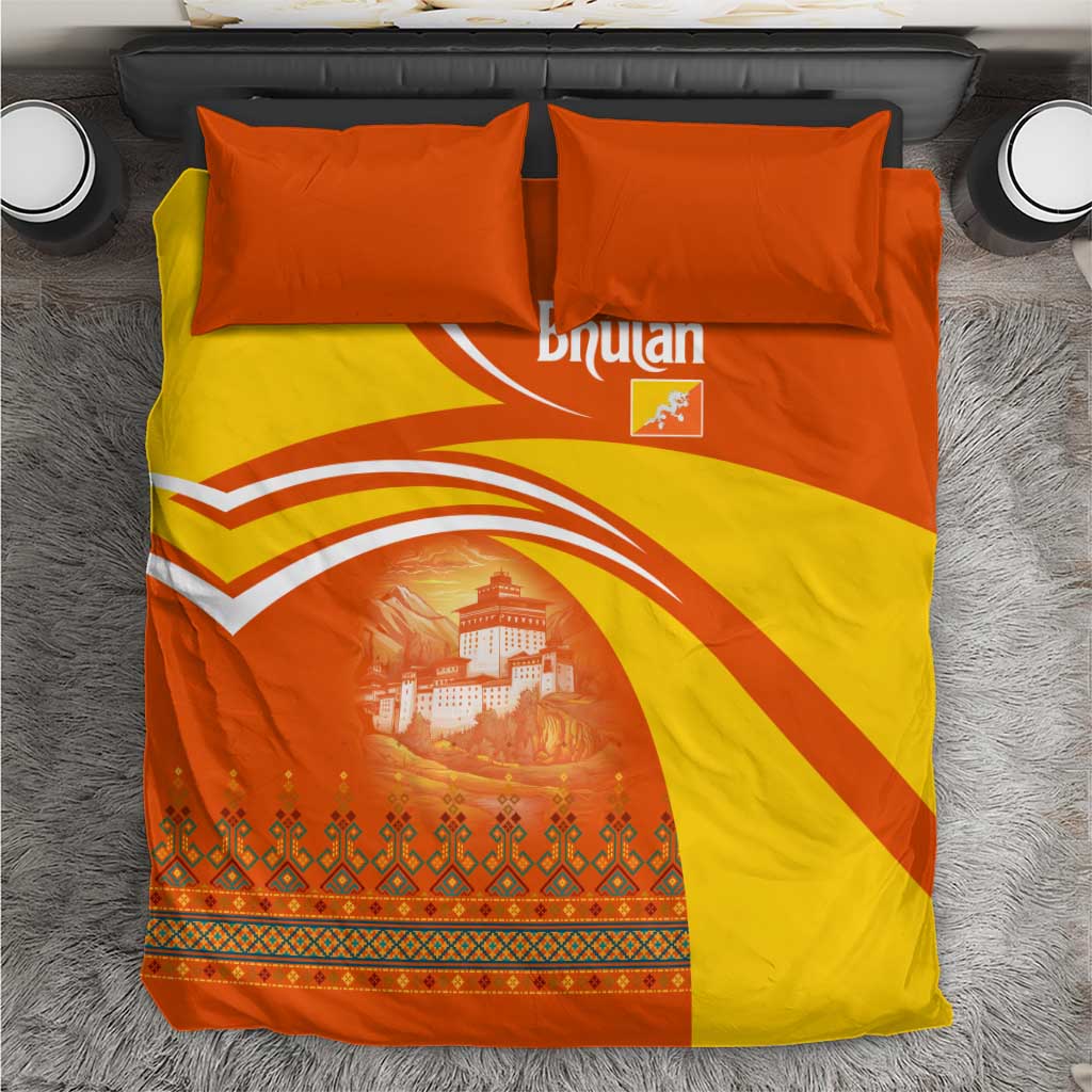 Bhutan Heritage Bedding Set with Paro Monastery and Druk Dragon