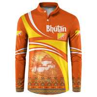Bhutan Heritage Button Sweatshirt with Paro Monastery and Druk Dragon
