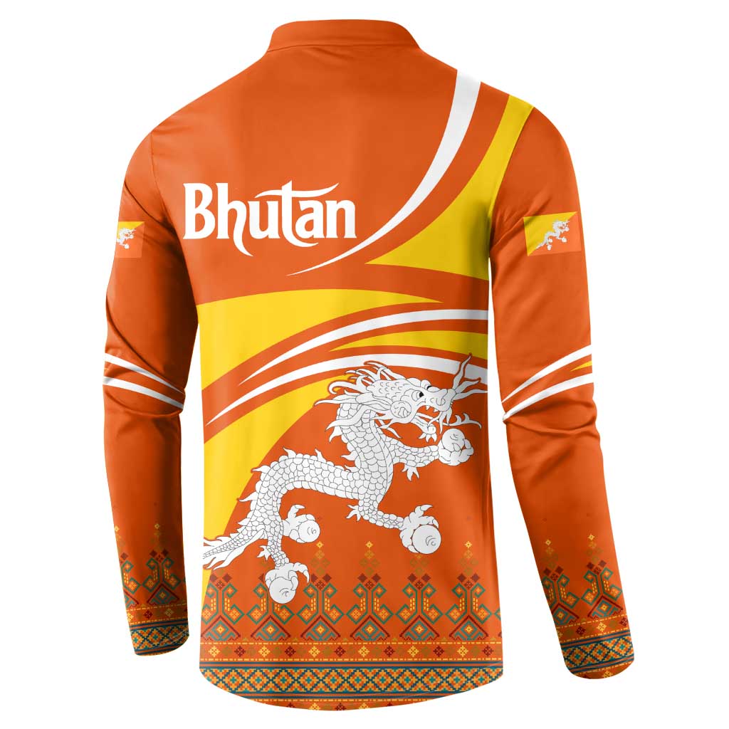 Bhutan Heritage Button Sweatshirt with Paro Monastery and Druk Dragon