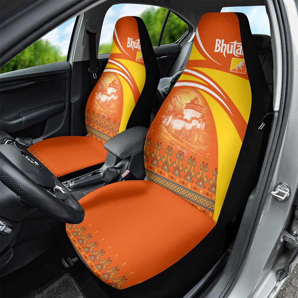 Bhutan Heritage Car Seat Cover with Paro Monastery and Druk Dragon