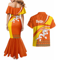 Bhutan Heritage Couples Matching Mermaid Dress and Hawaiian Shirt with Paro Monastery and Druk Dragon