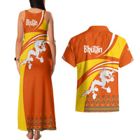 Bhutan Heritage Couples Matching Tank Maxi Dress and Hawaiian Shirt with Paro Monastery and Druk Dragon