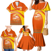 Bhutan Heritage Family Matching Mermaid Dress and Hawaiian Shirt with Paro Monastery and Druk Dragon