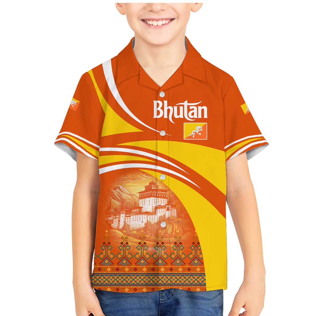 Bhutan Heritage Family Matching Mermaid Dress and Hawaiian Shirt with Paro Monastery and Druk Dragon