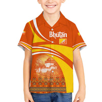 Bhutan Heritage Family Matching Off The Shoulder Long Sleeve Dress and Hawaiian Shirt with Paro Monastery and Druk Dragon