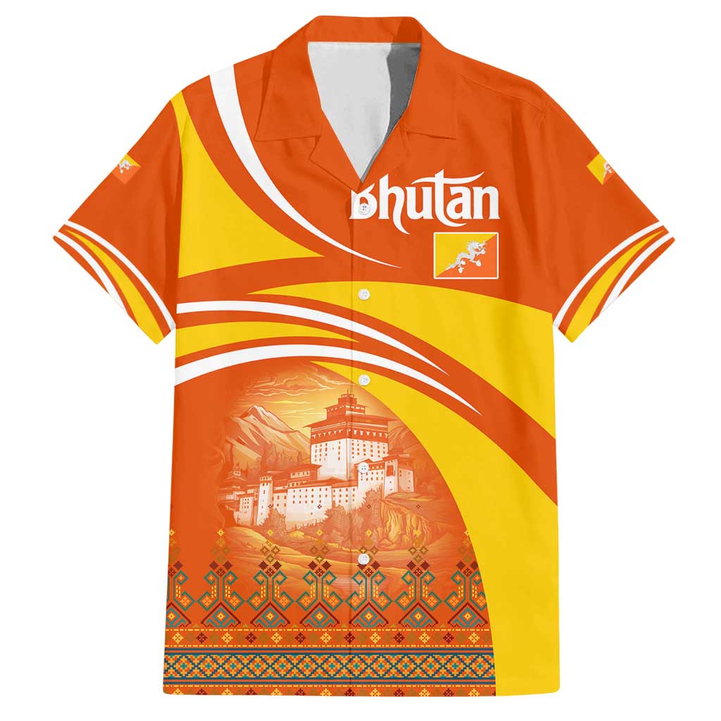 Bhutan Heritage Family Matching Off Shoulder Maxi Dress and Hawaiian Shirt with Paro Monastery and Druk Dragon