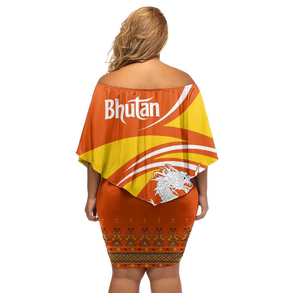 Bhutan Heritage Family Matching Off Shoulder Short Dress and Hawaiian Shirt with Paro Monastery and Druk Dragon