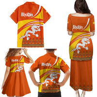 Bhutan Heritage Family Matching Puletasi and Hawaiian Shirt with Paro Monastery and Druk Dragon