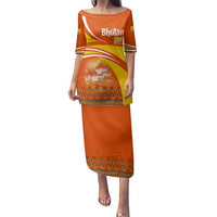 Bhutan Heritage Family Matching Puletasi and Hawaiian Shirt with Paro Monastery and Druk Dragon