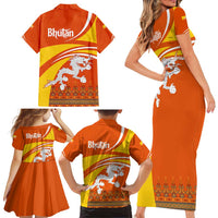 Bhutan Heritage Family Matching Short Sleeve Bodycon Dress and Hawaiian Shirt with Paro Monastery and Druk Dragon