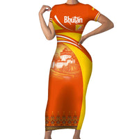 Bhutan Heritage Family Matching Short Sleeve Bodycon Dress and Hawaiian Shirt with Paro Monastery and Druk Dragon