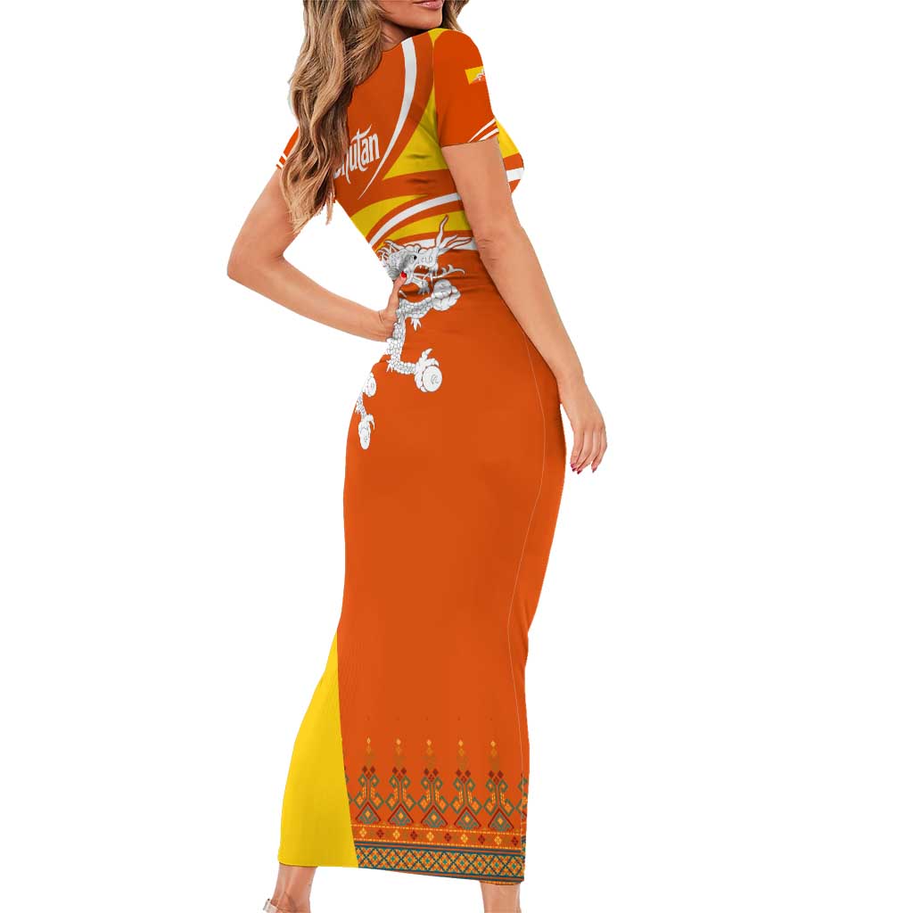 Bhutan Heritage Family Matching Short Sleeve Bodycon Dress and Hawaiian Shirt with Paro Monastery and Druk Dragon