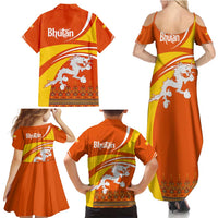 Bhutan Heritage Family Matching Summer Maxi Dress and Hawaiian Shirt with Paro Monastery and Druk Dragon