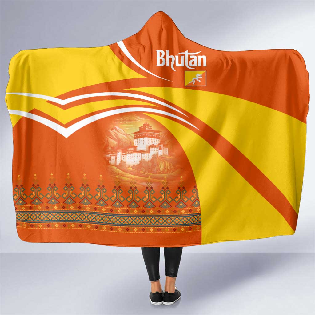 Bhutan Heritage Hooded Blanket with Paro Monastery and Druk Dragon