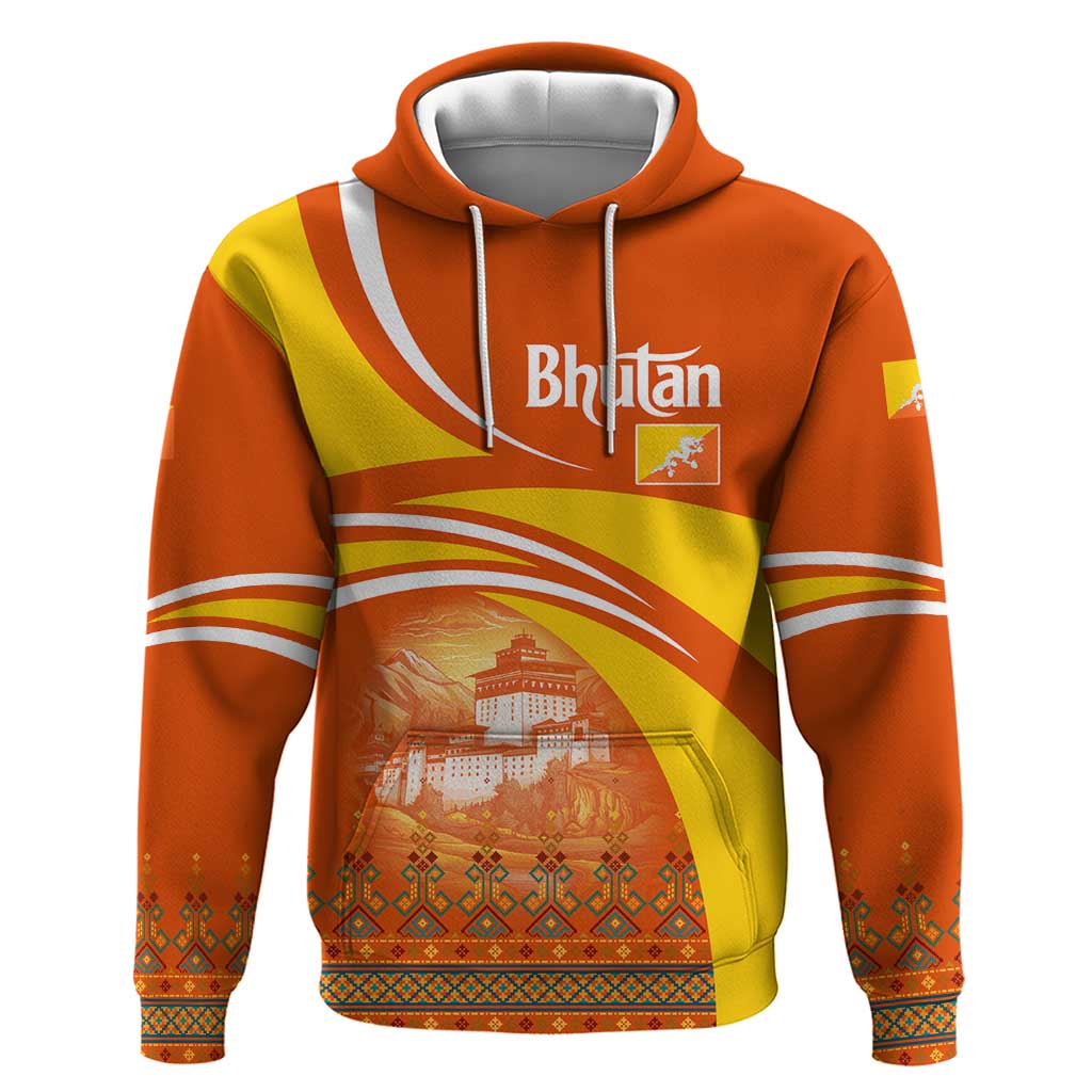 Bhutan Heritage Hoodie with Paro Monastery and Druk Dragon