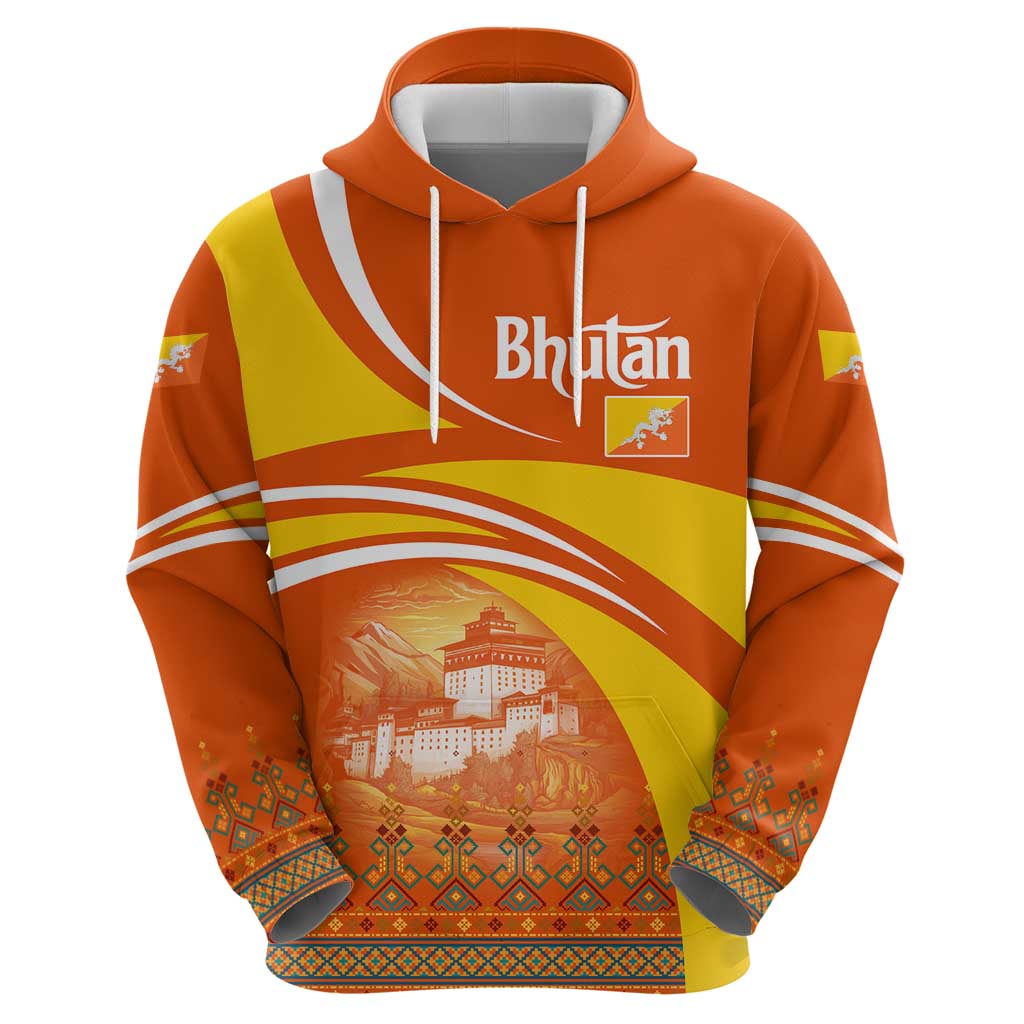 Bhutan Heritage Hoodie with Paro Monastery and Druk Dragon