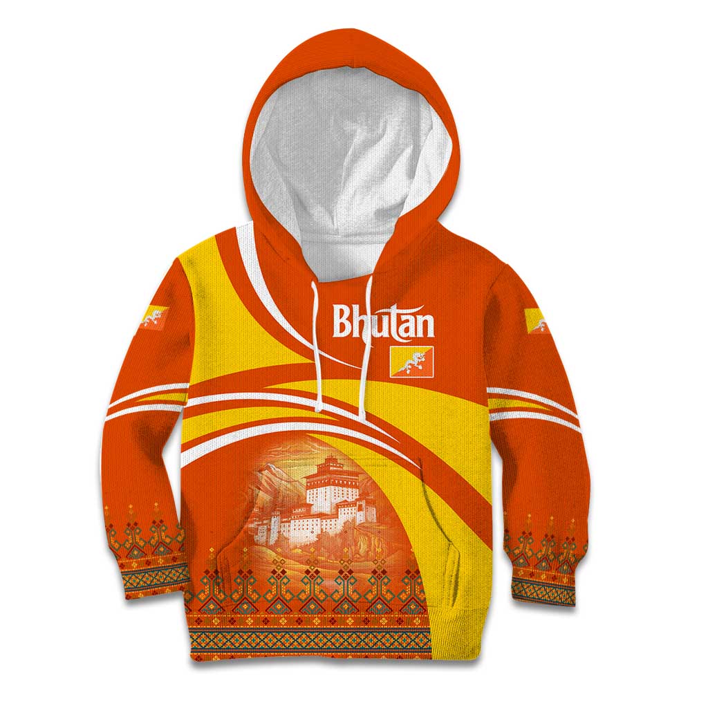 Bhutan Heritage Kid Hoodie with Paro Monastery and Druk Dragon