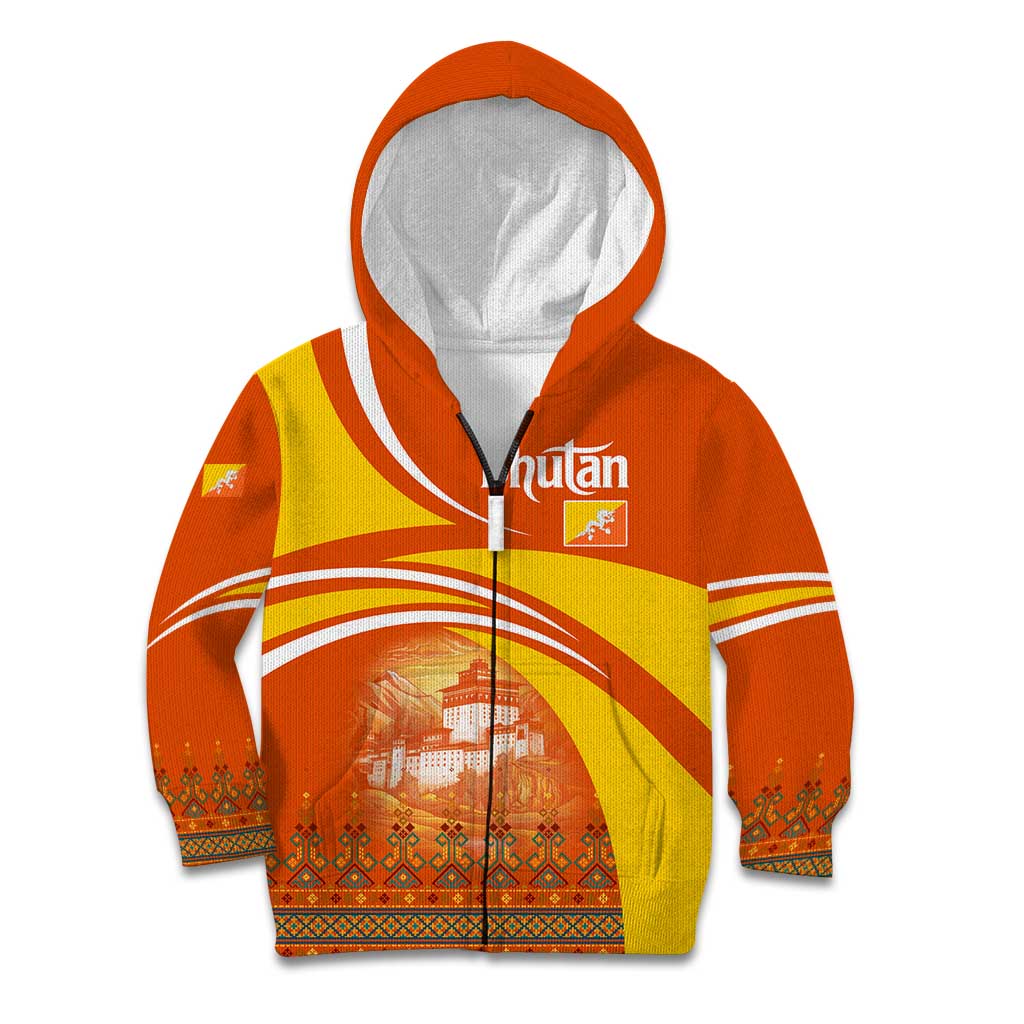 Bhutan Heritage Kid Hoodie with Paro Monastery and Druk Dragon