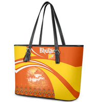 Bhutan Heritage Leather Tote Bag with Paro Monastery and Druk Dragon