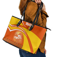 Bhutan Heritage Leather Tote Bag with Paro Monastery and Druk Dragon