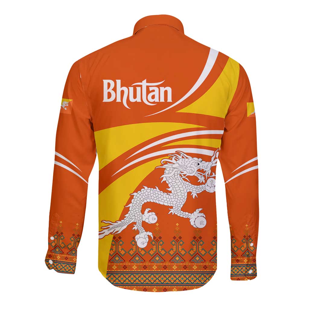 Bhutan Heritage Long Sleeve Button Shirt with Paro Monastery and Druk Dragon