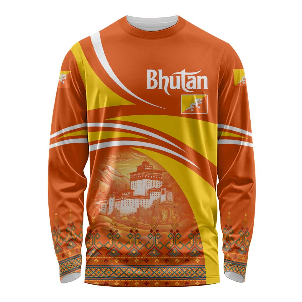 Bhutan Heritage Long Sleeve Shirt with Paro Monastery and Druk Dragon