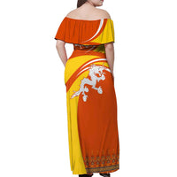 Bhutan Heritage Off Shoulder Maxi Dress with Paro Monastery and Druk Dragon