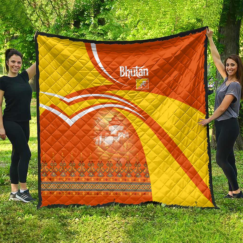 Bhutan Heritage Quilt with Paro Monastery and Druk Dragon