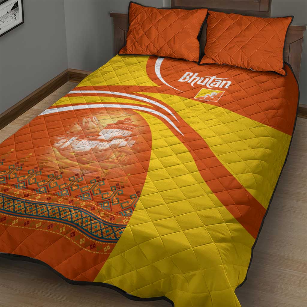 Bhutan Heritage Quilt Bed Set with Paro Monastery and Druk Dragon