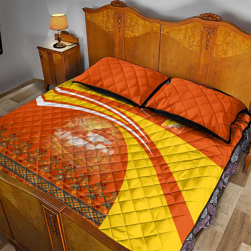 Bhutan Heritage Quilt Bed Set with Paro Monastery and Druk Dragon