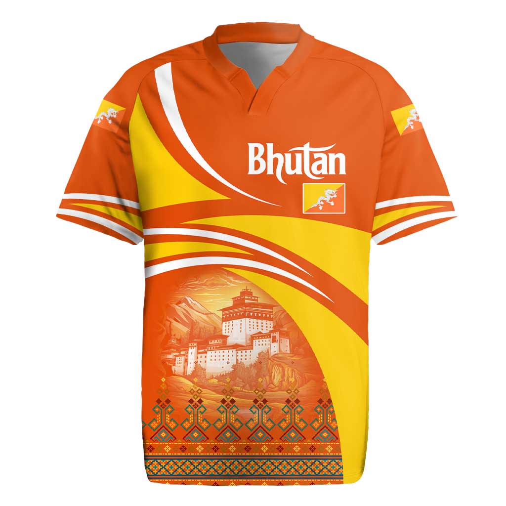 Bhutan Heritage Rugby Jersey with Paro Monastery and Druk Dragon