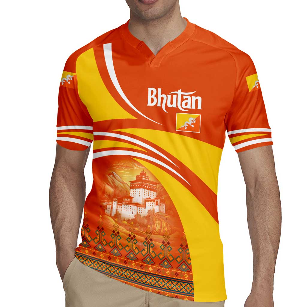 Bhutan Heritage Rugby Jersey with Paro Monastery and Druk Dragon