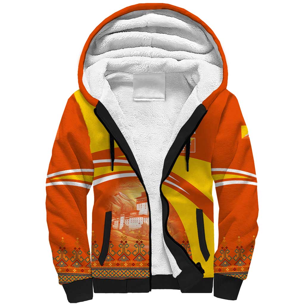 Bhutan Heritage Sherpa Hoodie with Paro Monastery and Druk Dragon