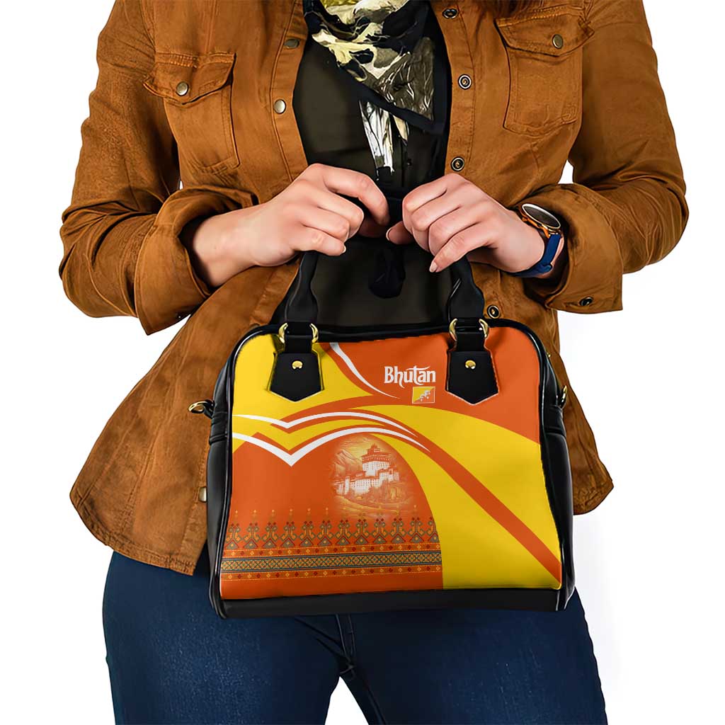 Bhutan Heritage Shoulder Handbag with Paro Monastery and Druk Dragon