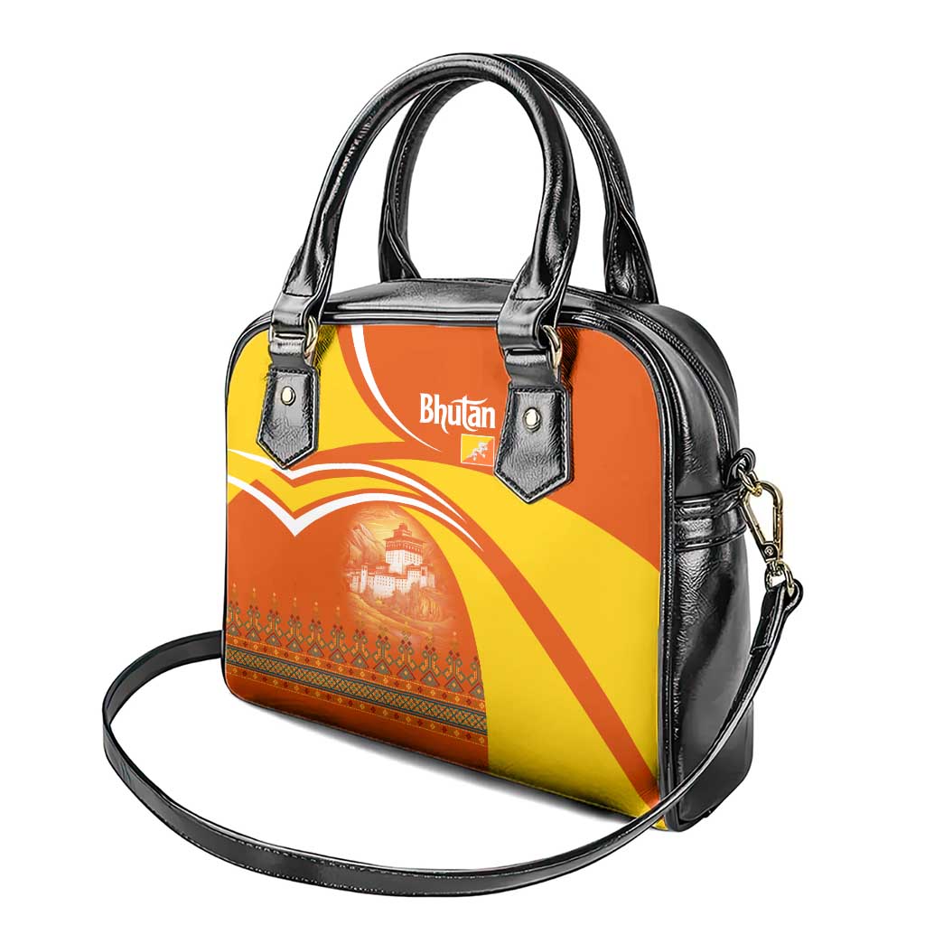 Bhutan Heritage Shoulder Handbag with Paro Monastery and Druk Dragon