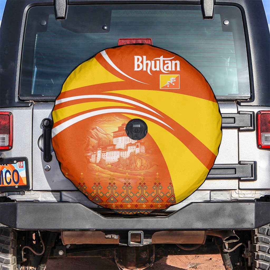 Bhutan Heritage Spare Tire Cover with Paro Monastery and Druk Dragon