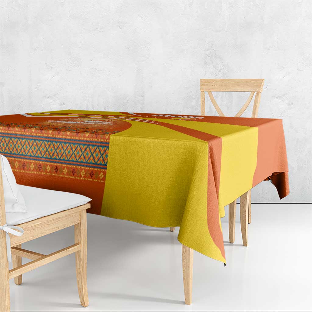 Bhutan Heritage Tablecloth with Paro Monastery and Druk Dragon