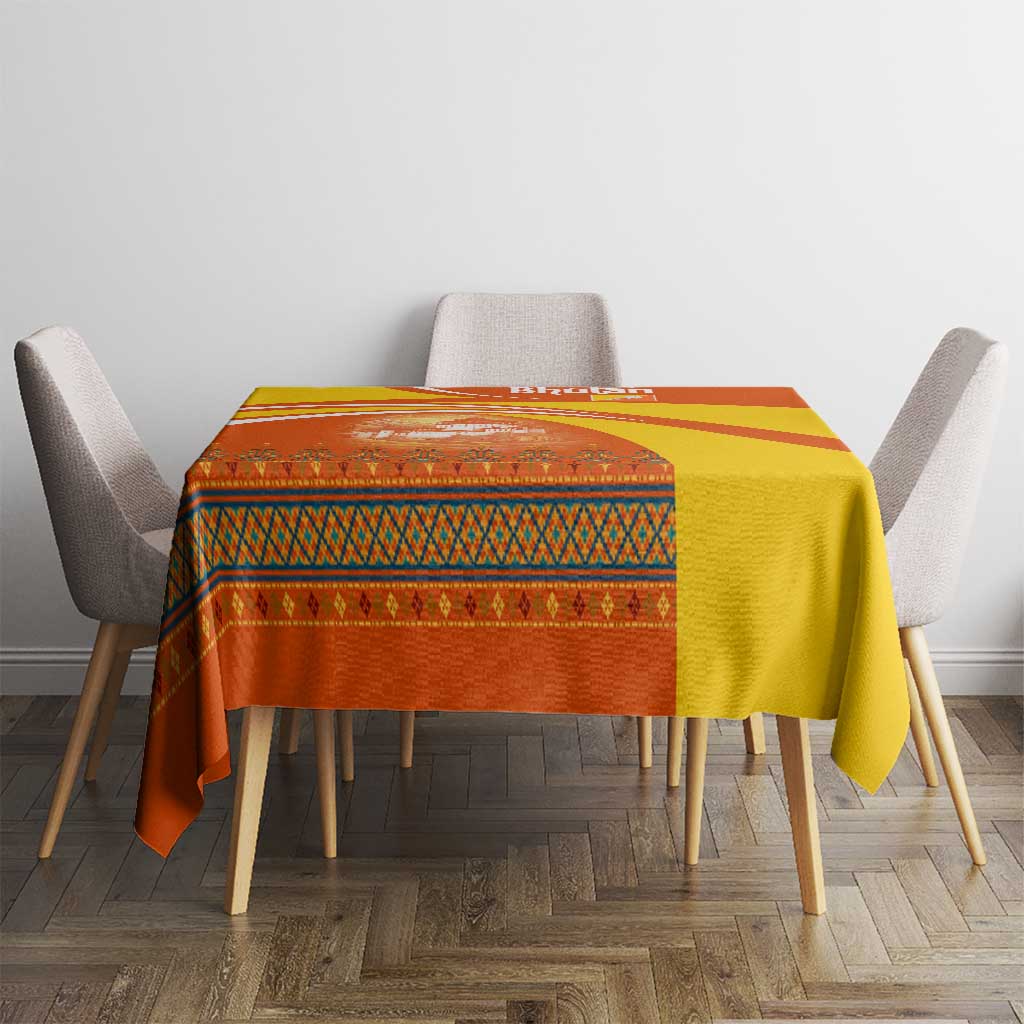 Bhutan Heritage Tablecloth with Paro Monastery and Druk Dragon