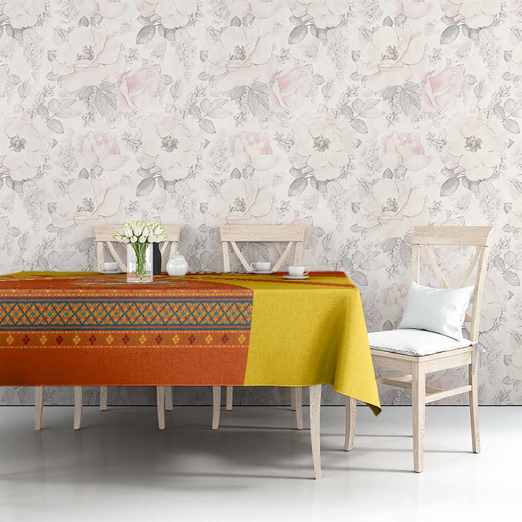 Bhutan Heritage Tablecloth with Paro Monastery and Druk Dragon