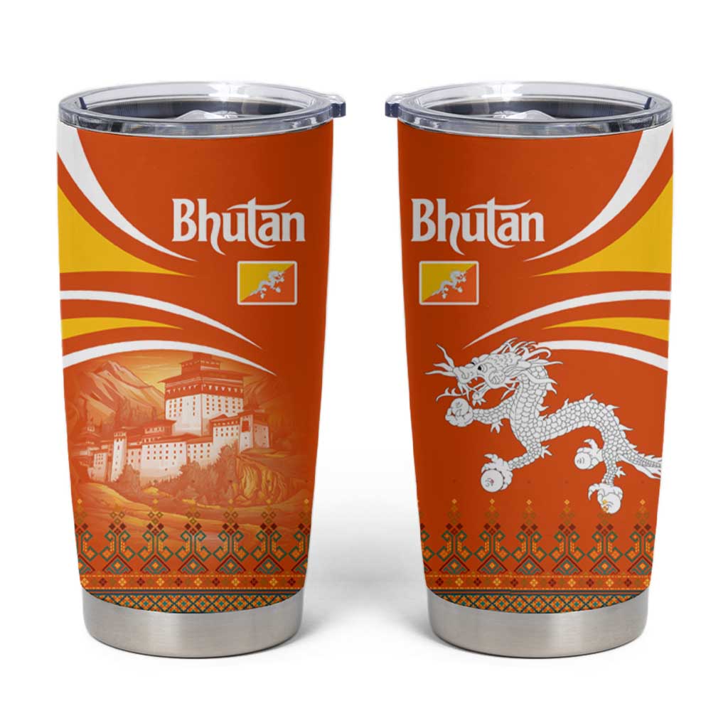 Bhutan Heritage Tumbler Cup with Paro Monastery and Druk Dragon