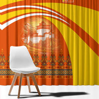 Bhutan Heritage Window Curtain with Paro Monastery and Druk Dragon
