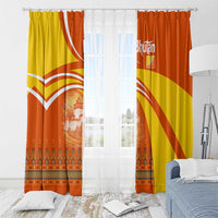 Bhutan Heritage Window Curtain with Paro Monastery and Druk Dragon
