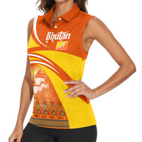 Bhutan Heritage Women Sleeveless Polo Shirt with Paro Monastery and Druk Dragon