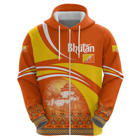Bhutan Heritage Zip Hoodie with Paro Monastery and Druk Dragon